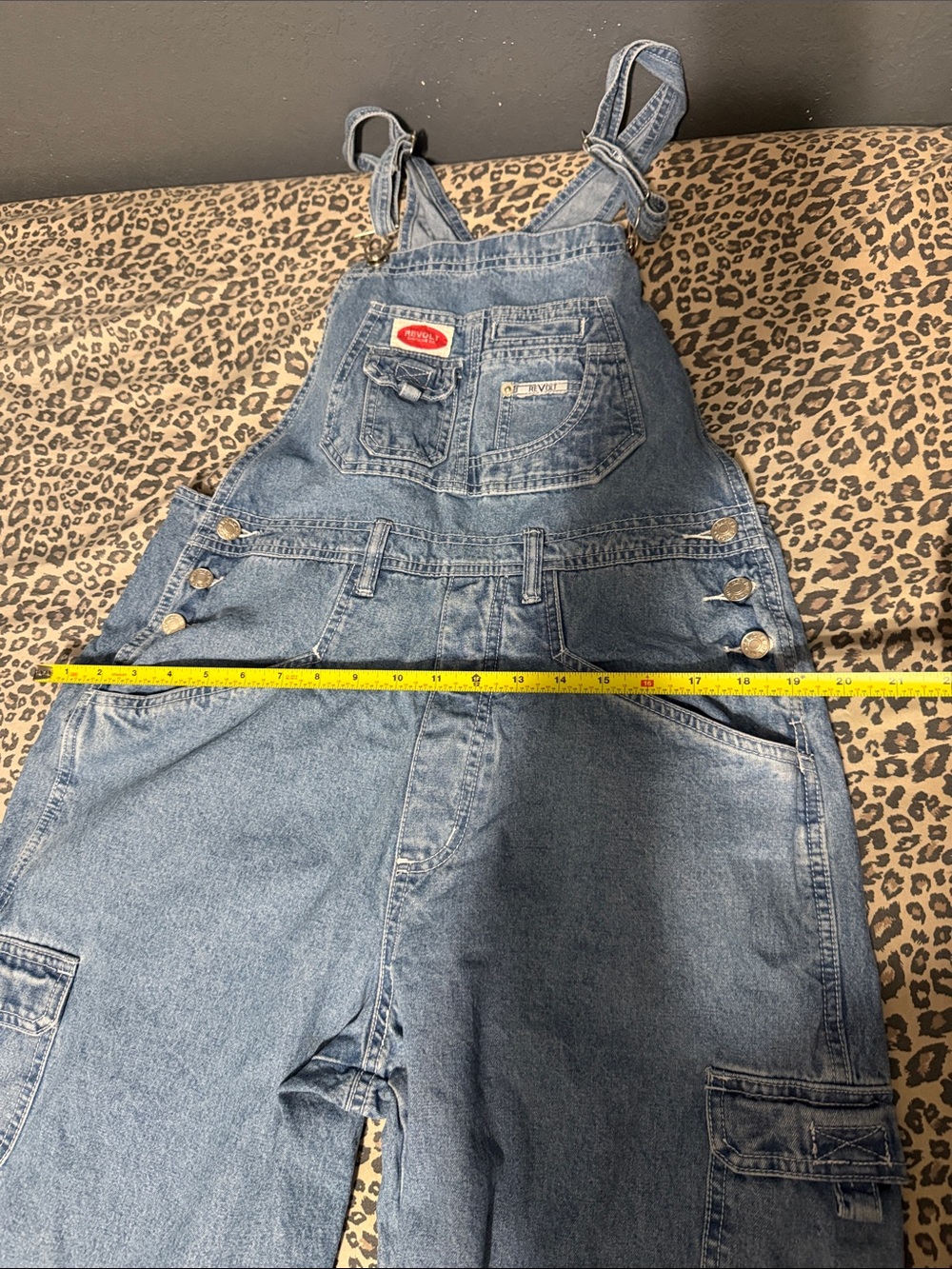 Vintage Revolt Clothing Co. Denim Cargo Overalls Size Large - Picture 10 of 11